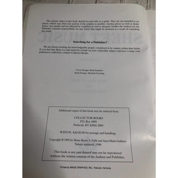 Table Book Sheet Music Reference & Price Guide Second Edition Guiheen Pafik 1998 - Picture 13 of 13